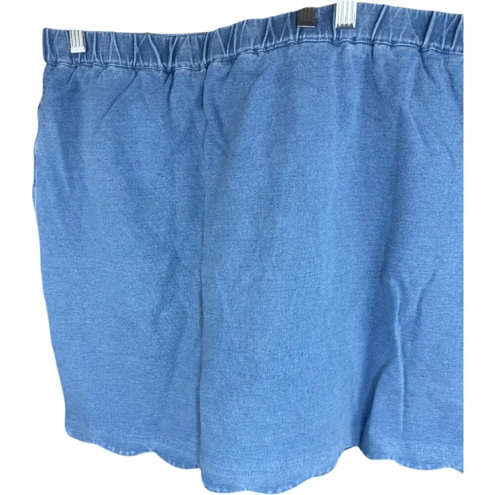Quacker Factory DreamJeannes‎ Skort 3X Short Blue Stretch Denim Heart Pocket NWT